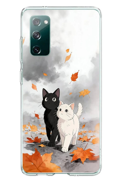 Le Balvo Samsung Galaxy S20 FE Uyumlu Sonbahar Kedileri Baskılı Silikon Kılıf