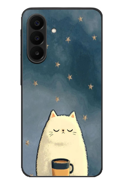 Le Balvo Samsung Galaxy A27 Uyumlu Kahveci Beyaz Kedir Baskılı Silikon Kılıf