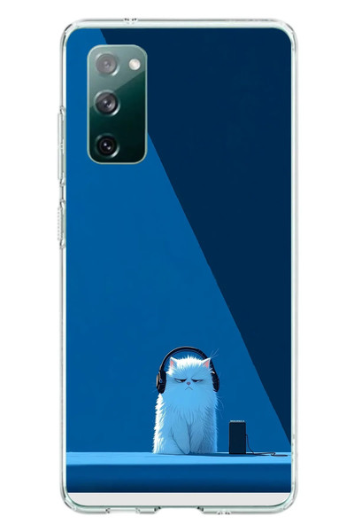 Le Balvo Samsung Galaxy S20 FE Uyumlu Kulaklı Kedi Baskılı Silikon Kılıf