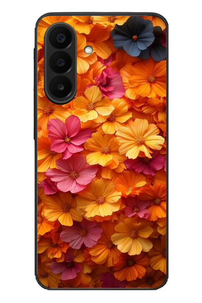Le Balvo Samsung Galaxy A27 Uyumlu Sarı Pembe Çiçekler Baskılı Silikon Kılıf
