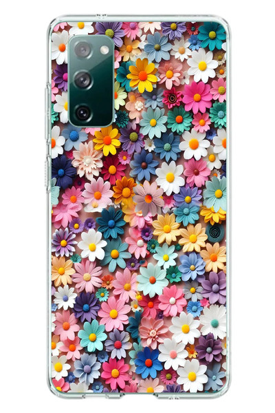 Le Balvo Samsung Galaxy S20 FE Uyumlu Pastel Çiçekler Baskılı Silikon Kılıf