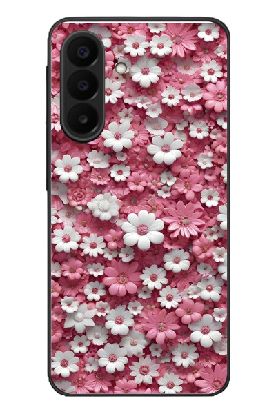 Le Balvo Samsung Galaxy A27 Uyumlu Beyaz Pembe Papatyalar Baskılı Silikon Kılıf
