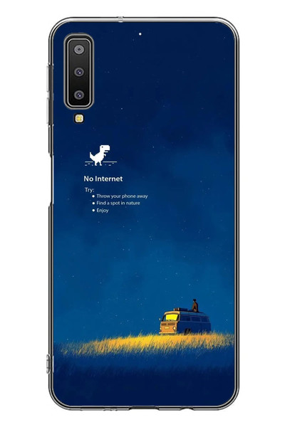 Le Balvo Samsung Galaxy A7 2018 Uyumlu İnternet Yok Baskılı Silikon Kılıf