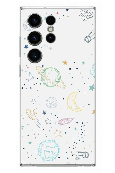 Le Balvo Samsung Galaxy S23 Ultra Uyumlu Uzay Yolculuğu Baskılı Silikon Kılıf