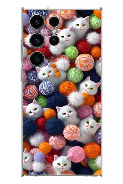 Le Balvo Samsung Galaxy S23 Ultra Uyumlu Renkli Kediler Baskılı Silikon Kılıf