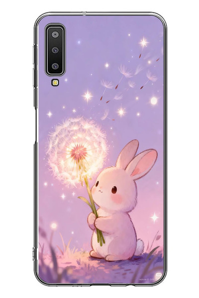 Le Balvo Samsung Galaxy A7 2018 Uyumlu Büyülü Tavşan Baskılı Silikon Kılıf