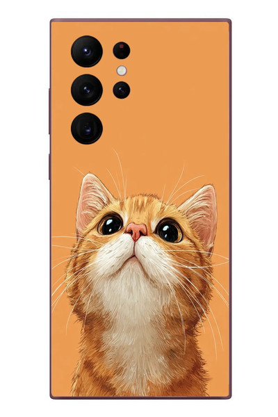 Le Balvo Samsung Galaxy S22 Ultra Uyumlu Masum Kedi Baskılı Silikon Kılıf