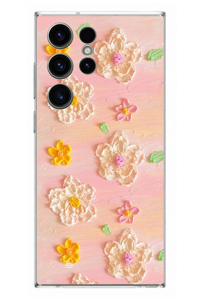 Le Balvo Samsung Galaxy S23 Ultra Uyumlu Pastel Papatya Baskılı Silikon Kılıf