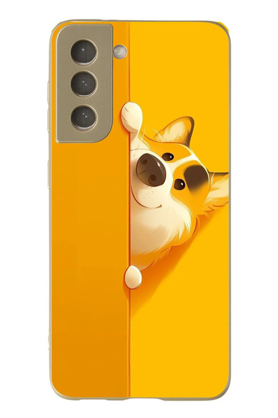 Le Balvo Samsung Galaxy S21 FE Uyumlu Sarı Köpek Baskılı Silikon Kılıf