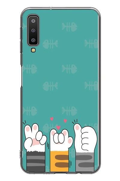 Le Balvo Samsung Galaxy A7 2018 Uyumlu Kedi Patileri Baskılı Silikon Kılıf