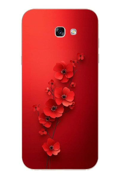 Le Balvo Samsung Galaxy A7 2017 Uyumlu Kırmızı Kardelenler Baskılı Silikon Kılıf