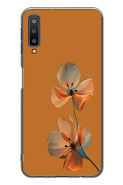 Le Balvo Samsung Galaxy A7 2018 Uyumlu Hibüskus Çiçeği Baskılı Silikon Kılıf