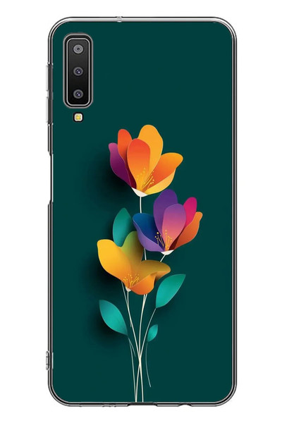 Le Balvo Samsung Galaxy A7 2018 Uyumlu Modernizimin Çicekleri Baskılı Silikon Kılıf