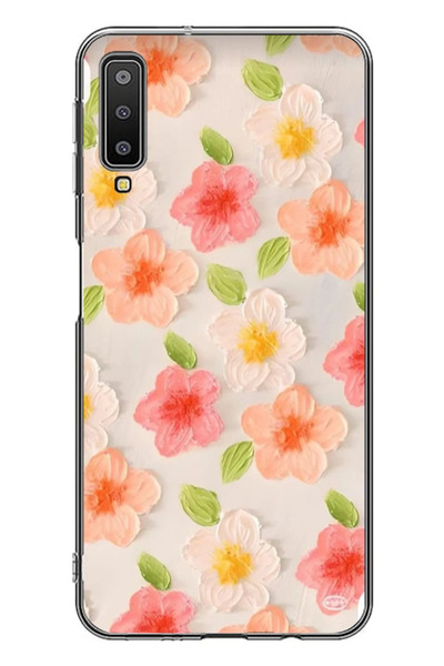 Le Balvo Samsung Galaxy A7 2018 Uyumlu Güzel Papatyalar Baskılı Silikon Kılıf