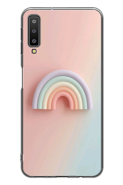 Le Balvo Samsung Galaxy A7 2018 Uyumlu Gökkuşağı Pastel Baskılı Silikon Kılıf