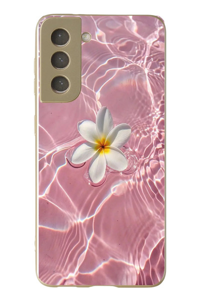 Le Balvo Samsung Galaxy S21 FE Uyumlu Dalgalı Papatya Baskılı Silikon Kılıf