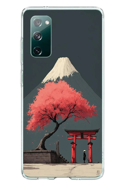 Le Balvo Samsung Galaxy S20 FE Uyumlu Fuji Dağı Baskılı Silikon Kılıf