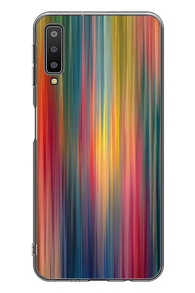 Le Balvo Samsung Galaxy A7 2018 Uyumlu Gökkuşağı Karışımı Baskılı Silikon Kılıf