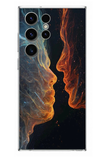Le Balvo Samsung Galaxy S23 Ultra Uyumlu Kavuşan Çizgiler Baskılı Silikon Kılıf