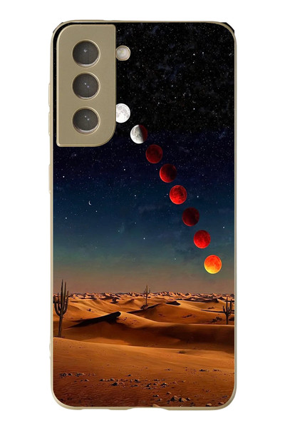 Le Balvo Samsung Galaxy S21 FE Uyumlu Ayın Geçişi Baskılı Silikon Kılıf
