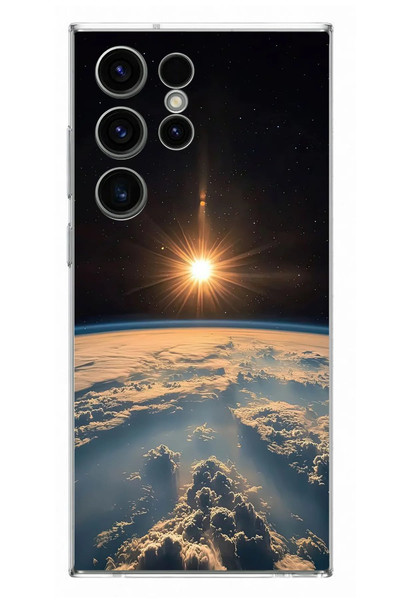 Le Balvo Samsung Galaxy S23 Ultra Uyumlu Uzay Günbatımı Baskılı Silikon Kılıf