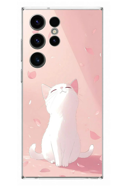 Le Balvo Samsung Galaxy S23 Ultra Uyumlu Minnoş Kedi Baskılı Silikon Kılıf