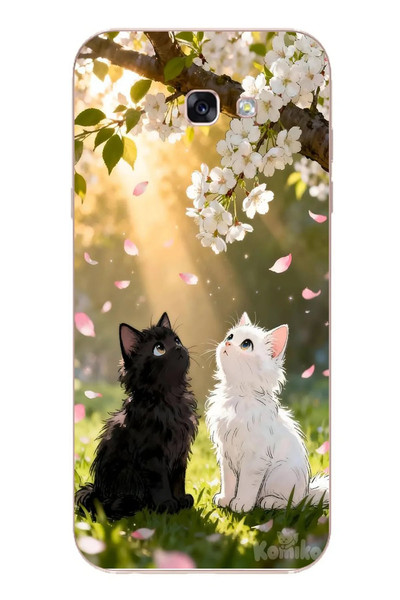 Le Balvo Samsung Galaxy A7 2017 Uyumlu İlkbahar Kedileri Baskılı Silikon Kılıf