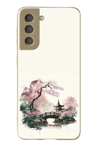 Le Balvo Samsung Galaxy S21 FE Uyumlu Japon Bahçesi Baskılı Silikon Kılıf
