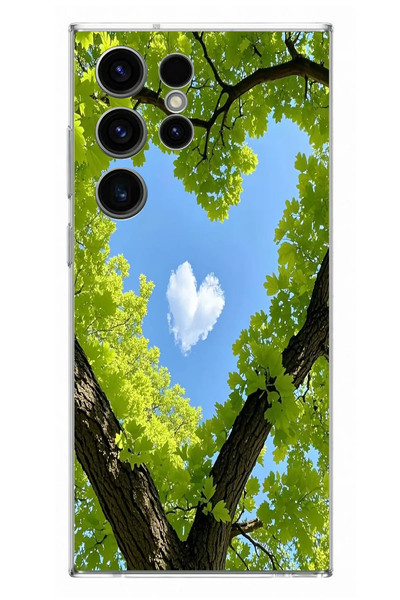 Le Balvo Samsung Galaxy S23 Ultra Uyumlu Kalpli Ağaç Baskılı Silikon Kılıf