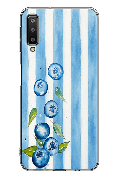 Le Balvo Samsung Galaxy A7 2018 Uyumlu Yaban Mersinleri Baskılı Silikon Kılıf