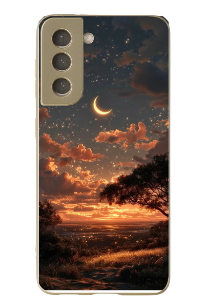 Le Balvo Samsung Galaxy S21 FE Uyumlu Ay Gecesi Baskılı Silikon Kılıf