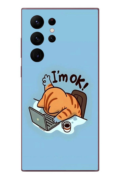 Le Balvo Samsung Galaxy S22 Ultra Uyumlu l'M Ok Baskılı Silikon Kılıf