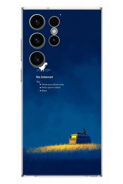 Le Balvo Samsung Galaxy S23 Ultra Uyumlu İnternet Yok Baskılı Silikon Kılıf