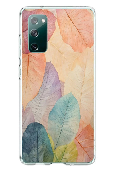 Le Balvo Samsung Galaxy S20 FE Uyumlu Hafif Yapraklar Baskılı Silikon Kılıf