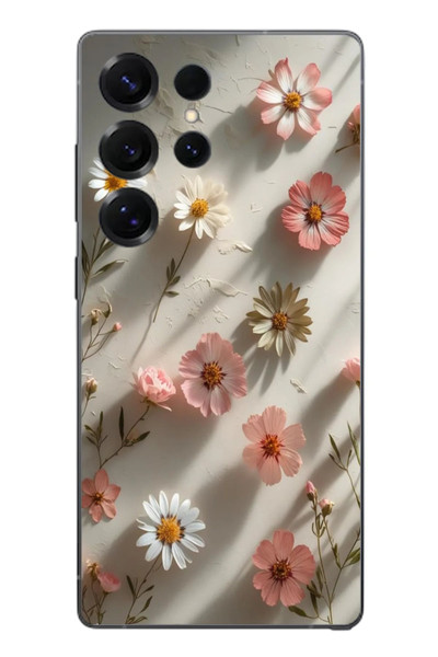 Le Balvo Samsung Galaxy S25 Ultra Uyumlu Papatya Çiçekleri Baskılı Silikon Kılıf