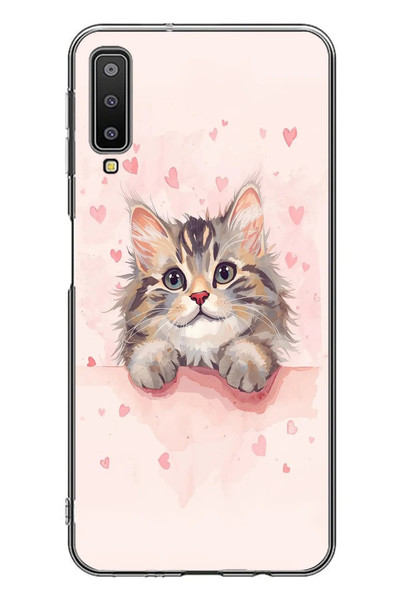 Le Balvo Samsung Galaxy A7 2018 Uyumlu Benim Kedim Baskılı Silikon Kılıf