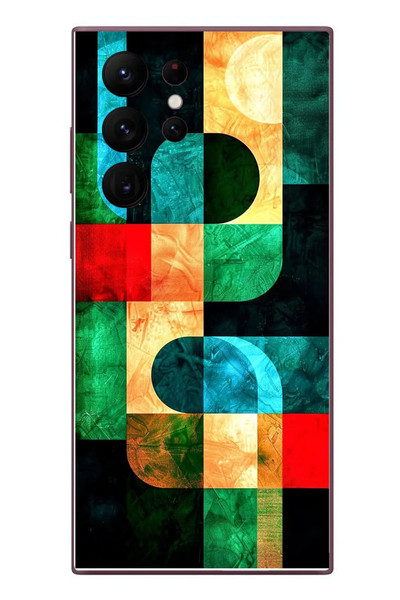 Le Balvo Samsung Galaxy S22 Ultra Uyumlu Modern Çizgiler Baskılı Silikon Kılıf