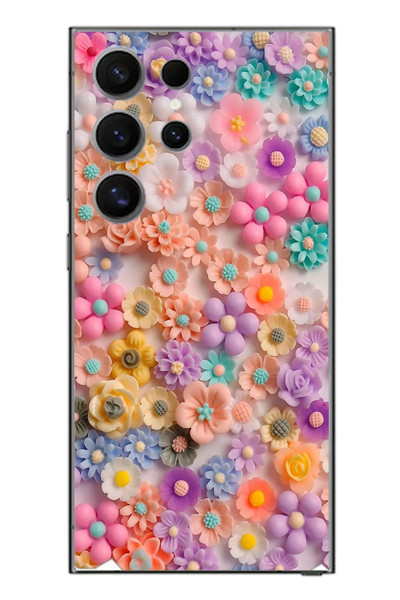 Le Balvo Samsung Galaxy S24 Ultra Uyumlu Çiçek Bükleleri Baskılı Silikon Kılıf