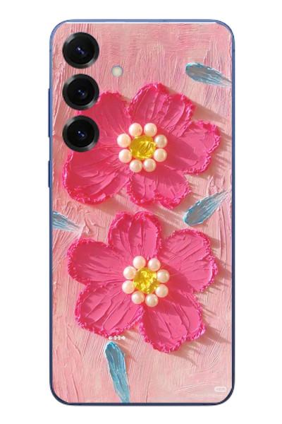 Le Balvo Samsung Galaxy S25 Plus Uyumlu İnci Çiçekler Baskılı Silikon Kılıf