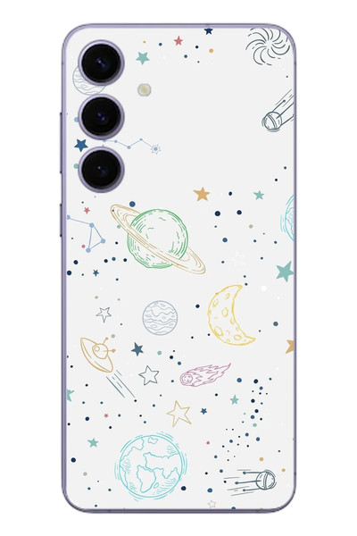 Le Balvo Samsung Galaxy S24 Plus Uyumlu Uzay Yolculuğu Baskılı Silikon Kılıf