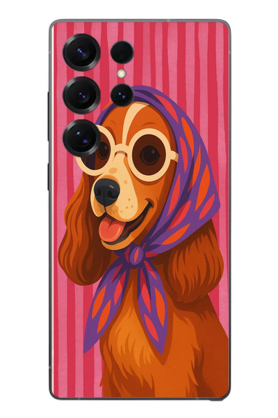 Le Balvo Samsung Galaxy S25 Ultra Uyumlu Gözlüklü Köpek Baskılı Silikon Kılıf