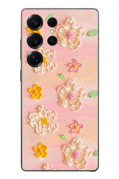 Le Balvo Samsung Galaxy S25 Ultra Uyumlu Pastel Papatya Baskılı Silikon Kılıf