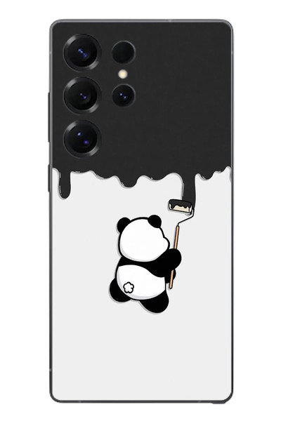 Le Balvo Samsung Galaxy S25 Ultra Uyumlu Boyacı Panda Baskılı Silikon Kılıf