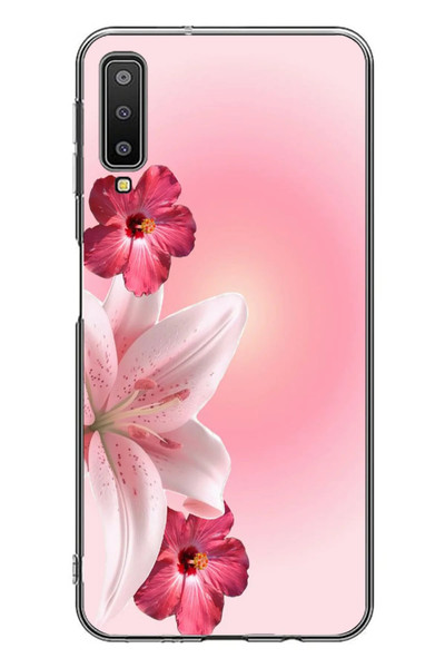 Le Balvo Samsung Galaxy A7 2018 Uyumlu Tematik Çiçek Baskılı Silikon Kılıf