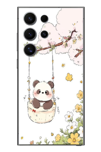Le Balvo Samsung Galaxy S24 Ultra Uyumlu Sallanan Panda Baskılı Silikon Kılıf