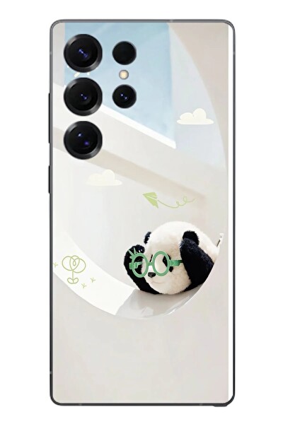 Le Balvo Samsung Galaxy S25 Ultra Uyumlu Gözlüklü Panda Baskılı Silikon Kılıf