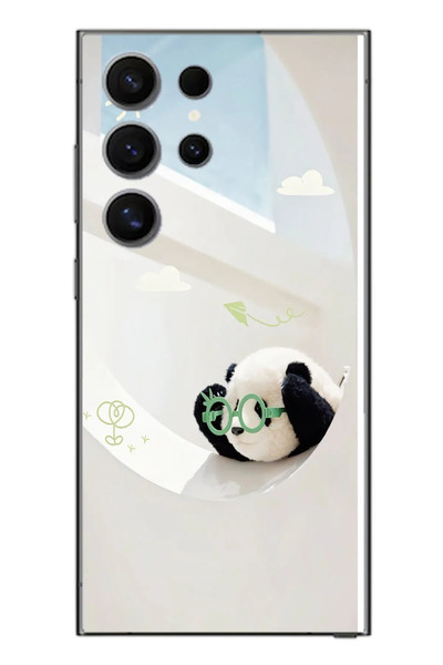 Le Balvo Samsung Galaxy S24 Ultra Uyumlu Gözlüklü Panda Baskılı Silikon Kılıf