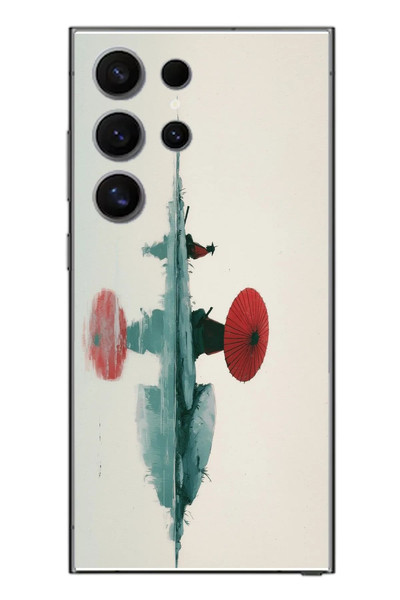 Le Balvo Samsung Galaxy S24 Ultra Uyumlu Japon Şemsiyesi Baskılı Silikon Kılıf