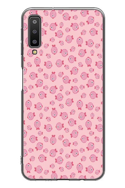 Le Balvo Samsung Galaxy A7 2018 Uyumlu Pembe Balıklar Baskılı Silikon Kılıf