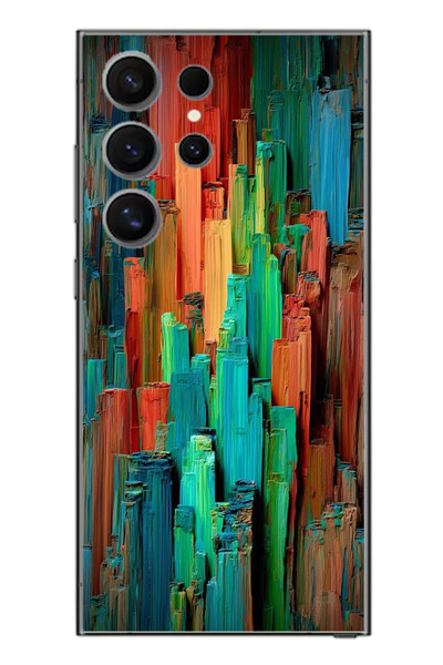 Le Balvo Samsung Galaxy S24 Ultra Uyumlu Dikey Renkler Baskılı Silikon Kılıf